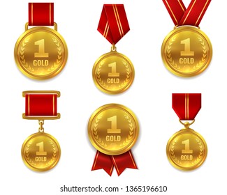 Champion Gold Medals Award Winner Trophy Stock Illustration 1365196610 ...