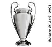 Champions League trophy isolated on white background 3d illustration 4k