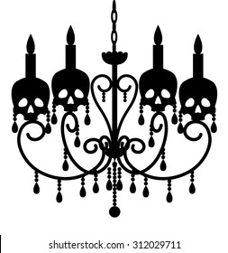 Chandelier With Skulls Isolated On White For Halloween Design