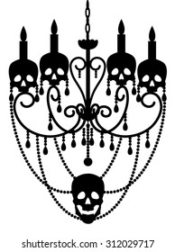 Chandelier With Skulls Isolated On White For Halloween Design