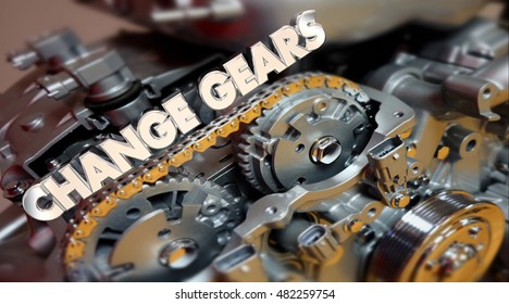 Change Gears Engine Evolve Shift Word 3d Illustration