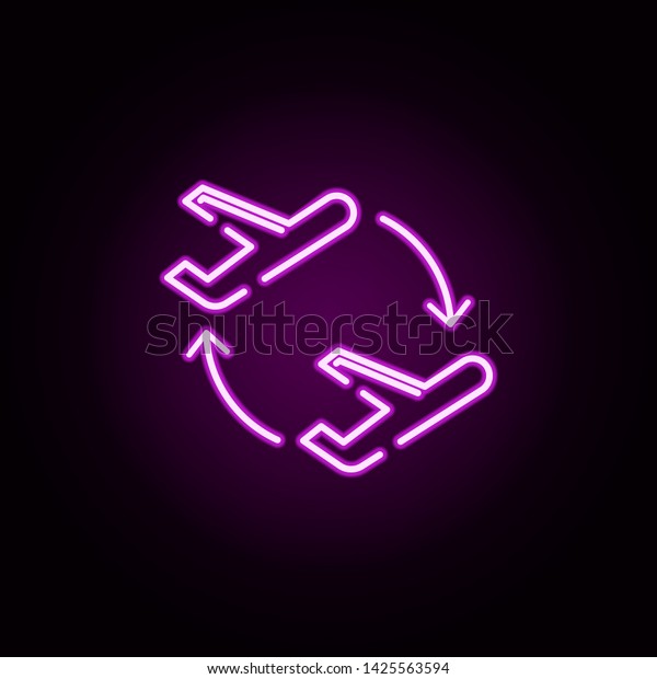 change transport aircraft neon icon. Elements of\
transportation set. Simple icon for websites, web design, mobile\
app, info\
graphics