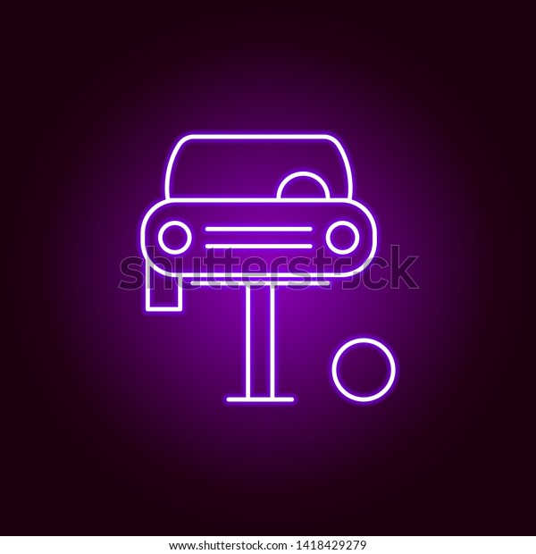 changing car tire outline\
icon in neon style. Elements of car repair illustration in neon\
style icon. Signs and symbols can be used for web, logo, mobile\
app, UI, UX