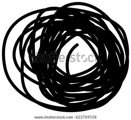 Chaotic hand drawn scribble sketch circle object isolated on white background