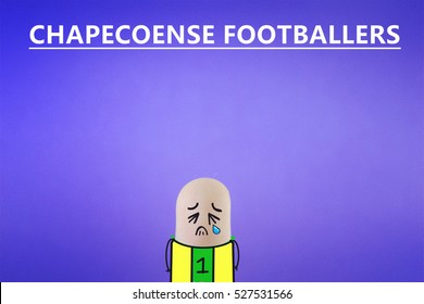 Chapecoense Plane Crash. A Finger Is Decorated As A Sad Football Fans.