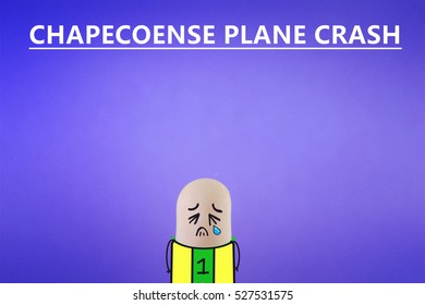 Chapecoense Plane Crash. A Finger Is Decorated As A Sad Football Fans.