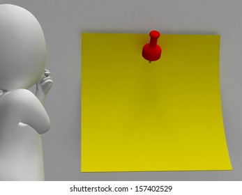 Character And Blank Copyspace Post It Note Allows Message