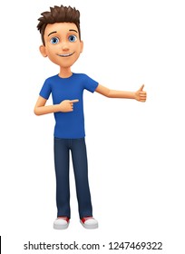 Character Cartoon Guy Blue Tshirt Points Stock Illustration 1247469322 ...