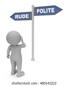 Character Checking Rude Polite Sign Indicates Bad Mannered 3d Rendering