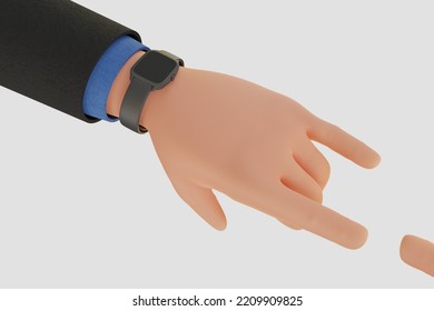 Character Hand With A Gesture. Cool Hand Gesture Of A Rocker In A Business Suit. Rock Star. Template For Designer Or Marketer. 3d Rendering.