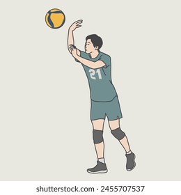 character illustration. player ready to serve illustration design of a volleyball male athlete - Powered by Shutterstock