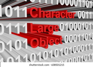 Character Large Object As A Binary Code 3D Illustration