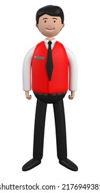 Character Person Illustration About Valet Parking. 3D Illustration. 3D Rendering.