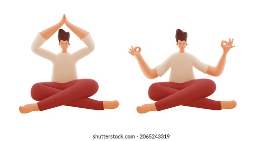 Character Position Yoga. Illustration 3d