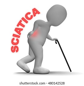 Character With Sciatica Pain Indicates Vertebral Column Problem 3d Rendering