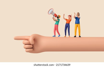 Character Using A Megaphone. Business Announcement. 3D Rendering