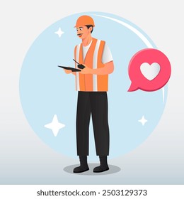 Character vector of a male engineer wearing a hard hat - Powered by Shutterstock