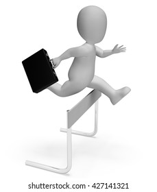 Character Win Indicating Chalenges Ahead And Blocked 3d Rendering