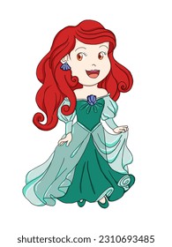 a character of young princess Ariel mermaid at the little mermaid