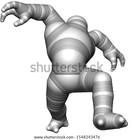 Character3d with sferes walking forward