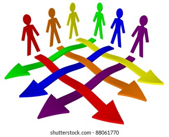 Characters Arrows Business Team Teamwork Working Stock Illustration ...