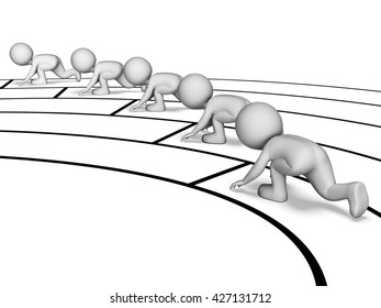 Characters Running Indicating Render Sport And Competition 3d Rendering