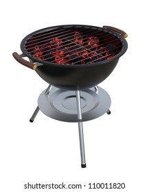 Charcoal Grill Isolated On White. Clipping Paths