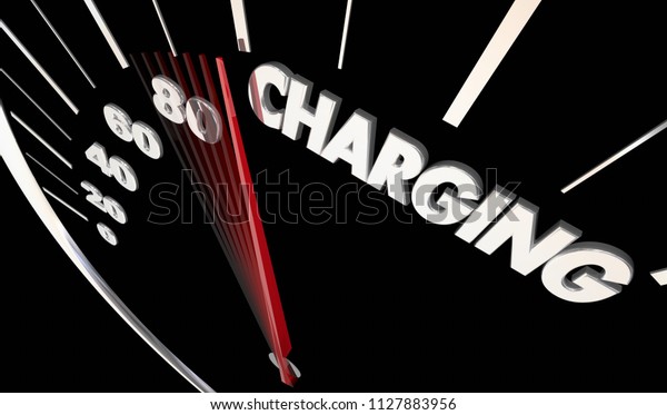 Charging Electric Hybrid Car Auto Vehicle\
Speedometer Word 3d\
Illustration