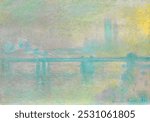 Charing Cross Bridge, London (1901) by Claude Monet. Vintage bridge drawing, old illustration painting, art print. Vintage brige artwork by Claude Monet.