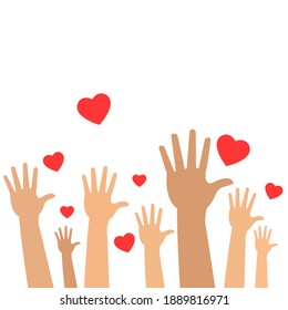  Charity For People Sign Hand Holding Heart Concept.