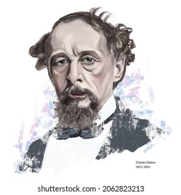 Charles Dickens Portrait Digital Illustration