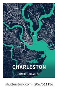 Charleston Blue Dark City Map