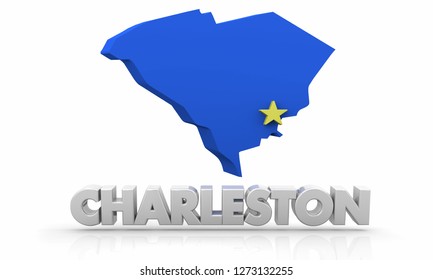 Charleston South Carolina SC City State Map 3d Illustration