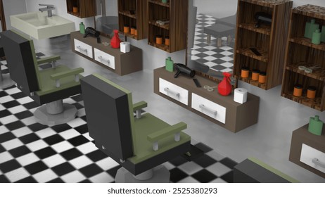 Charming barber shop interior featuring vintage decor and inviting atmosphere. - Powered by Shutterstock