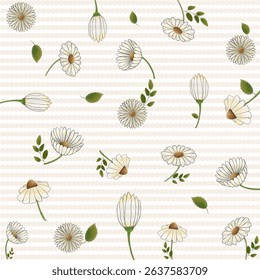 Charming daisy pattern wallpaper with a delicate, fresh feel. Ideal for cottagecore aesthetics, spring decor, or a touch of floral beauty in any room. Perfect for digital paper or fabric!