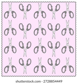 Charming scissors seamless pattern with a soft pink background. Perfect for fashion boutique branding, craft packaging, feminine stationery, and DIY blog graphics.