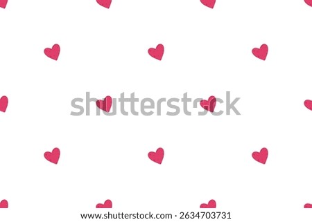 Charming seamless pattern featuring small pink hearts on a white background