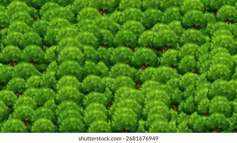 Charming vector style with greenery tree background.