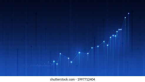 Chart Of Business Data Graph Diagram And Growth Financial Graphic Report Information On Futuristic Finance Background With Stock Market Economy Infographic Template.