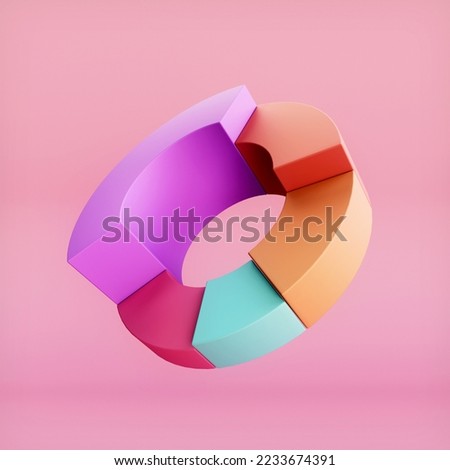 Chart on pink background. 3d render illustration.