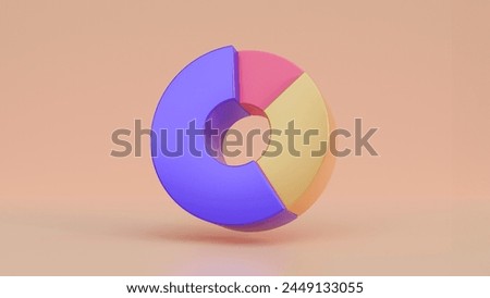 Chart pie infographic share. Element Infographic is divided into parts. Realistic 3d geometric round shape design. Business Graph Template. Modern isolated icon in cartoon style.