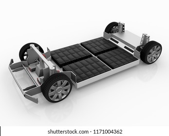 Chassis of an electric car 3d rendering