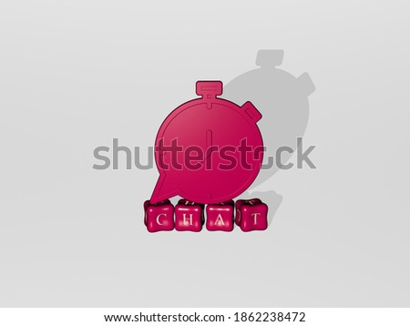 chat 3D icon object on text of cubic letters, 3D illustration
