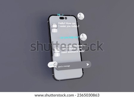 Chat bot on, AI assistant robot to communicate with users. Programming Web Prompt AI, 3D Cool Black Background Illustration