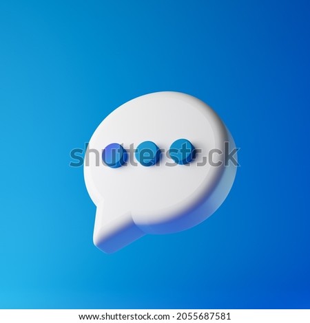 Chat bubble icon isolated over blue background. 3D rendering.