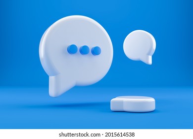 Chat Bubble Icons Isolated Over Blue Background. 3D Rendering.