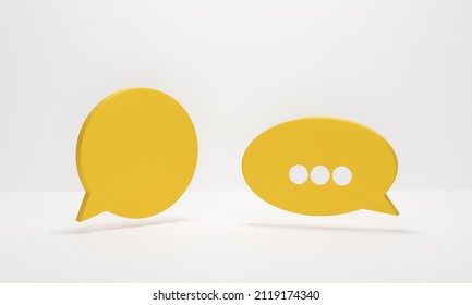 Chat bubble icons or speech bubbles sign symbol on white background. Concept of chat, communication or dialogue. 3d rendering illustration.