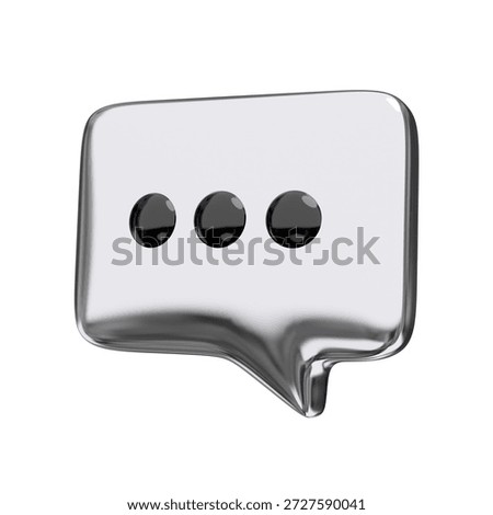 Chat bubble up message speech dialog icon symbol or communication type talk isolated. Silver icon comments thread mention or reply sign with social media concept. 3d rendering.