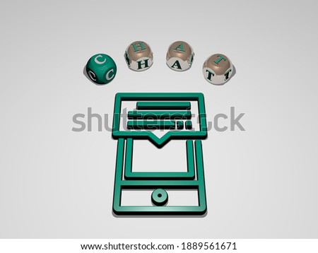chat circular text of separate letters around the 3D icon, 3D illustration