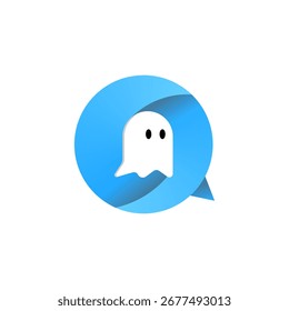Chat ghost logo design vector illustration